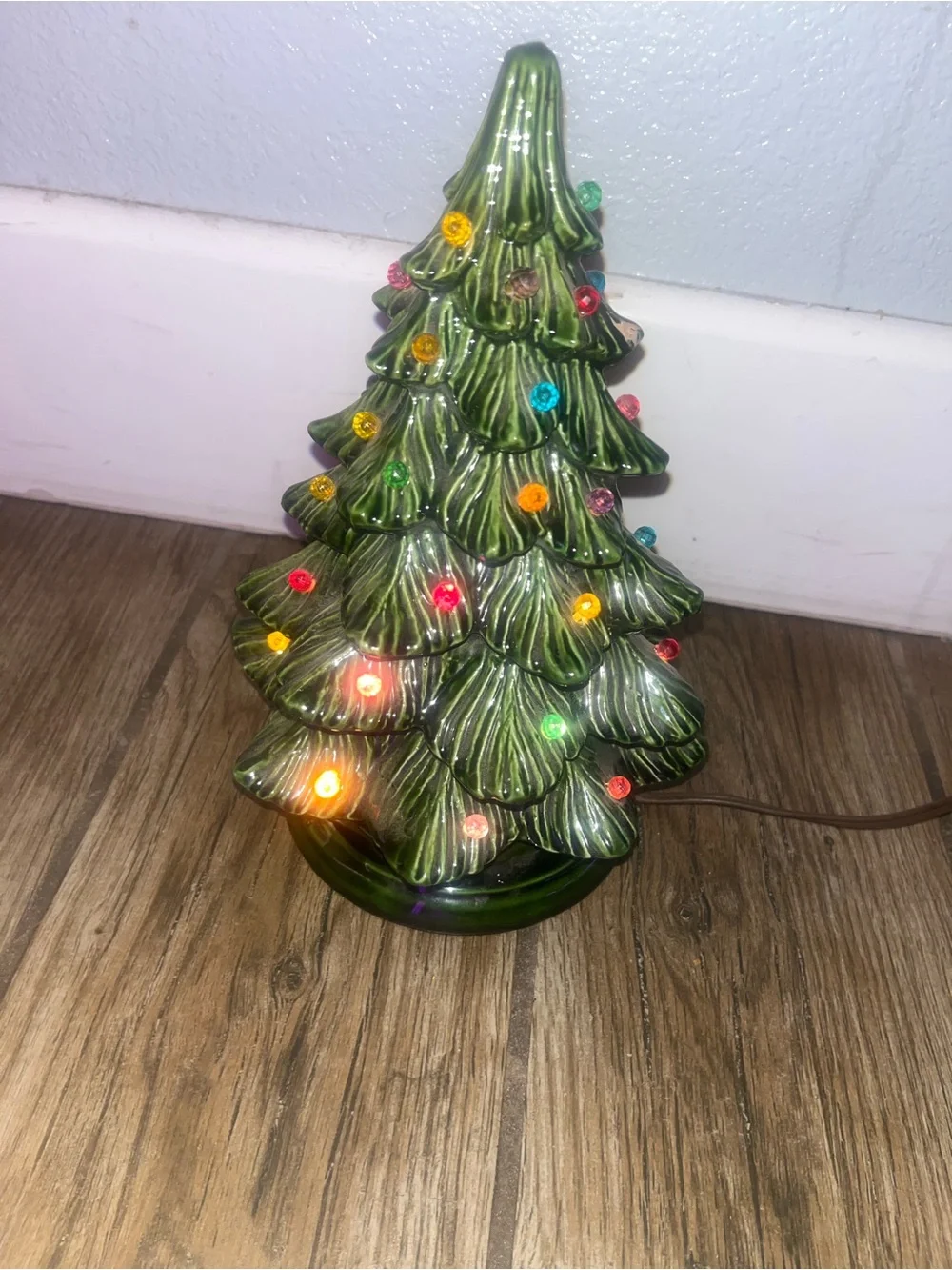 Vintage Ceramic Light-Up Christmas Tree Holiday Decor